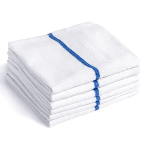 Economy White Bar Mops 16"x19" - Blue Stripe