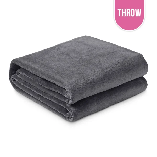 Flannel Fleece Blanket Throw 54"x90" - Dark Grey