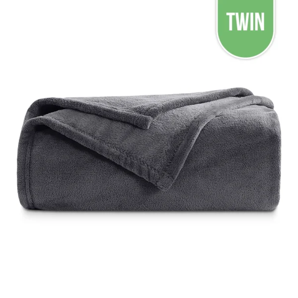 Flannel Fleece Blanket Twin 66"x90" - Dark Grey