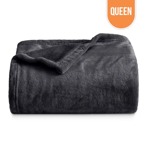 Polar Fleece Blanket Queen 90"x90" - Dark Grey