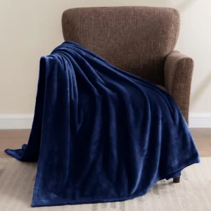 Polar Fleece Blanket Navy Blue Twin1