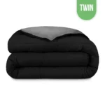 Microfiber Reversible Comforter Twin 66″x90″ – Dark Grey / Black