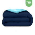 Microfiber Reversible Comforter Twin 66″x90″ – Navy Blue / Light Blue