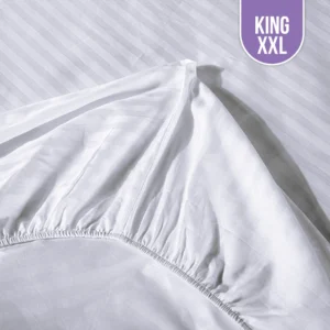 T-250 White Stripe Bed Sheet King Fitted XXL – 78″x80″x15