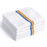 Economy White Bar Mops 16"x19" - Double Stripe (Golden & Blue)