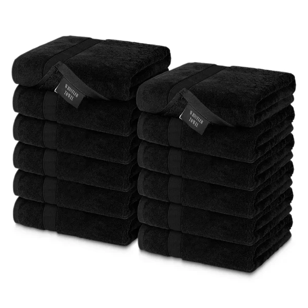 Whistler Premium Face Towel – Jet Black 12″x12″