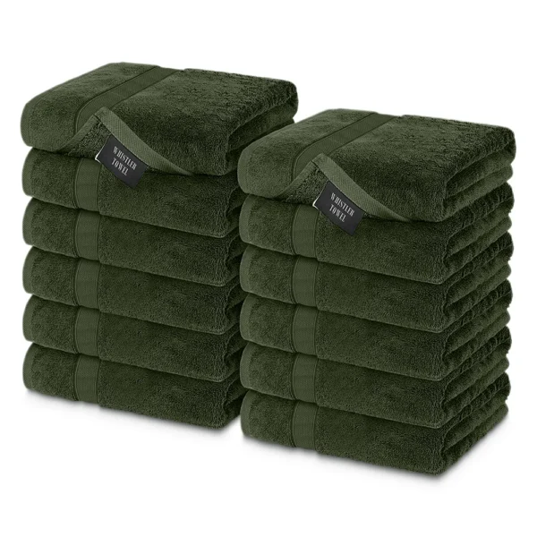 Whistler Premium Face Towel – Moss Green 12″x12″