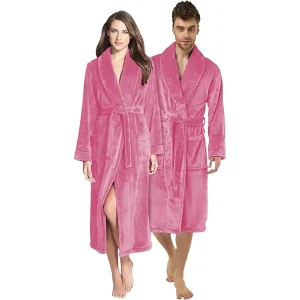Flannel-Fleece-Bathrobe-Pink