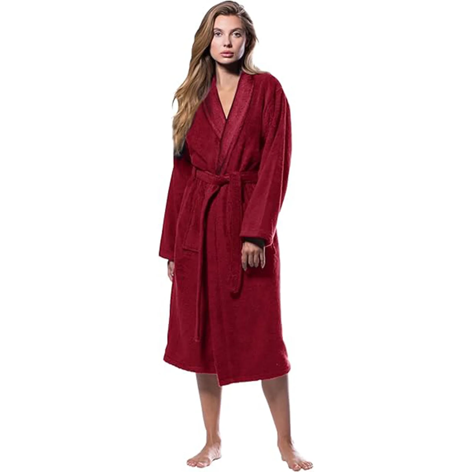 Imperial-Shawl-Collar-Bathrobe-Burgundy Imperial-Shawl-Collar-Bathrobe-Burgundy