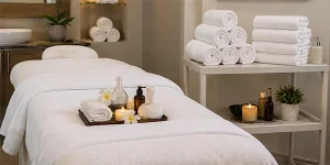 Yukon White Towels in Spa & Salons