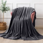 Flannel Fleece Blanket Dark Grey Throw1