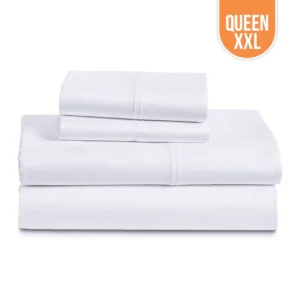 T-250 Luxury White Bed Sheet Queen Flat XXL – 90″x115″