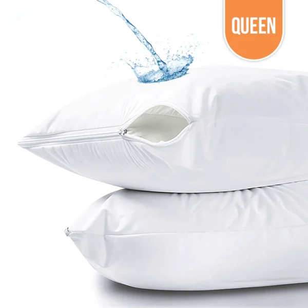 Waterproof Microfiber Pillow Protector Zipper Queen 20"x30"