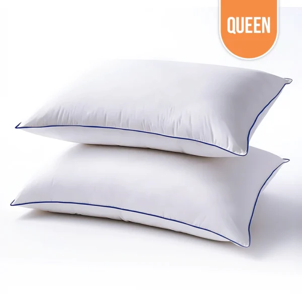 Luxury Bed Pillow Queen with Blue Piping 20″x30″