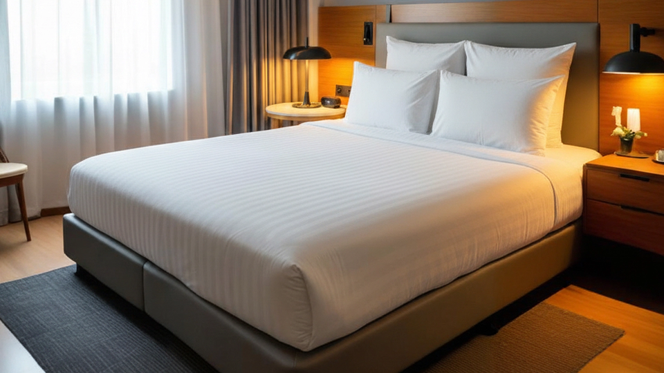 Refresh hotel rooms with Linen Mart’s striped bed sheets. 250-thread count, cotton-poly blend, fitted & flat sizes, plus pillowcases. Stylish, durable, and guest-ready
